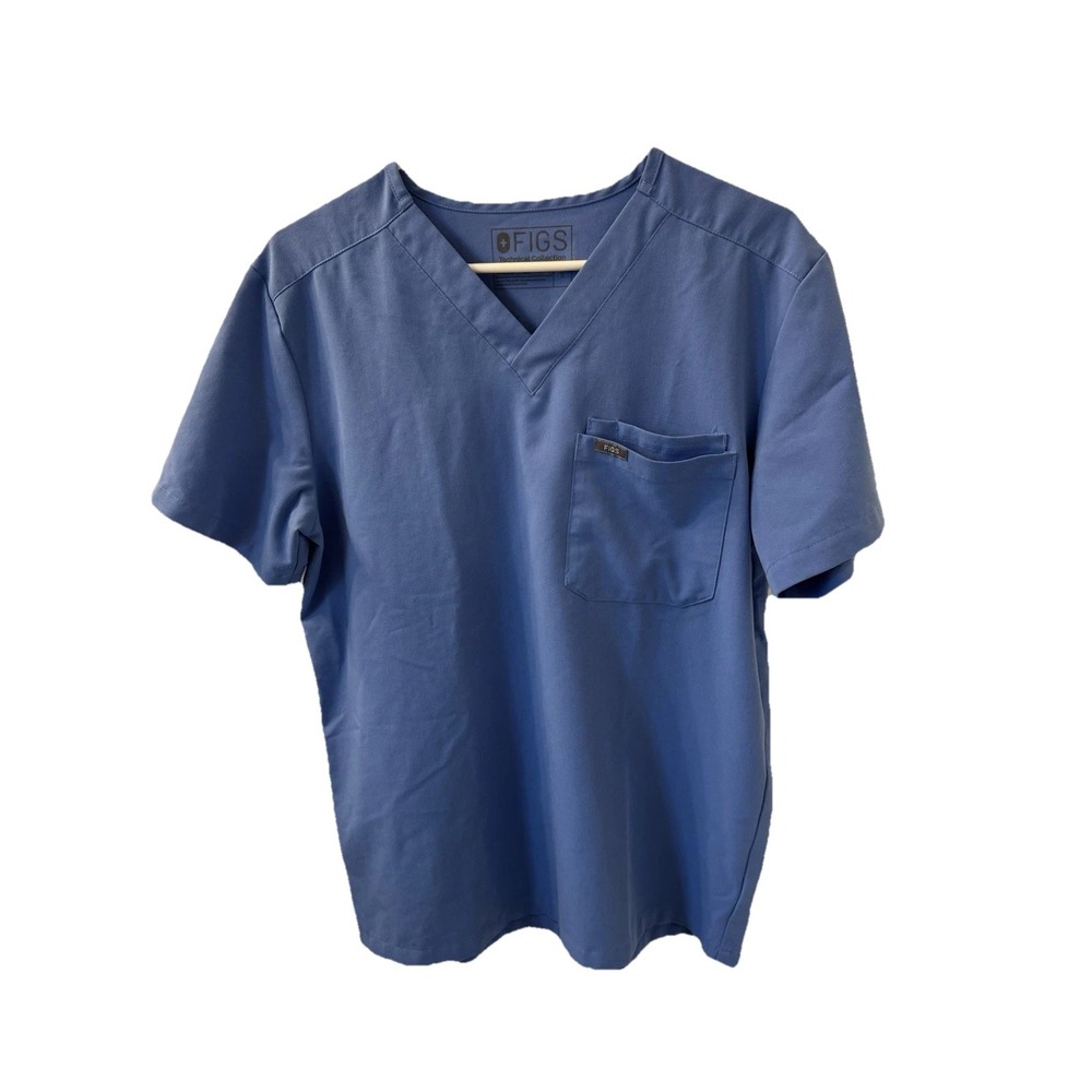 Men's Figs Scrub Top Size Small Blue Technical Collection Pockets
